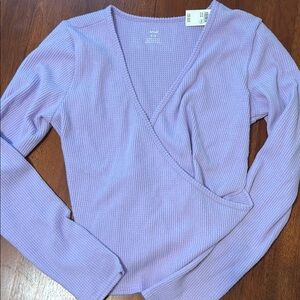 NWT Aerie Lilac Ribbed Knit Top